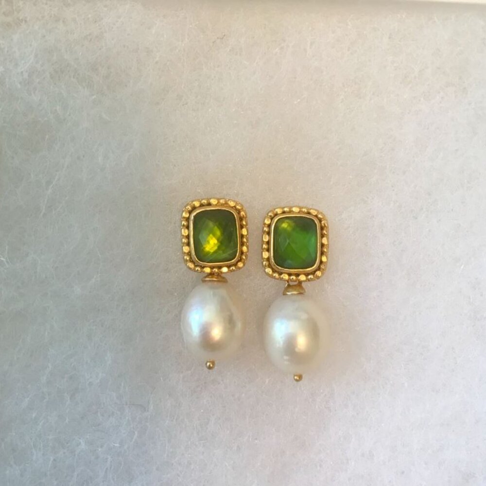 Julie Vos Earrings - Marbella (Iridescent Jade Green)